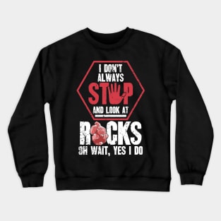 I don't always stop and look at rocks oh wait yes I do Crewneck Sweatshirt